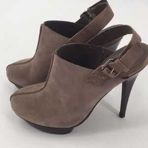 𝅺MISS Robertson Suede Sling back Platform Heels 8